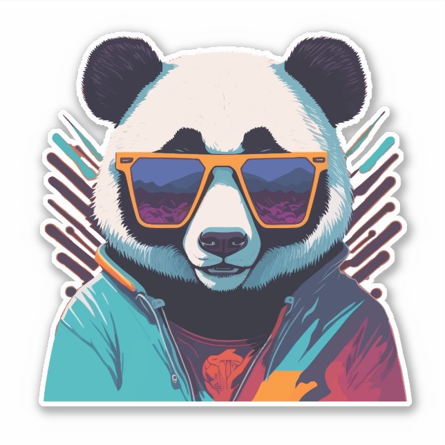 Cooles Panda mit Retro Vibes Aufkleber (Vorderseite)