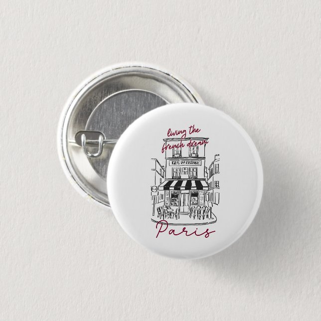 Cooles Pariser Café – Ikonisches Pariser Straßenca Button (Vorne & Hinten)