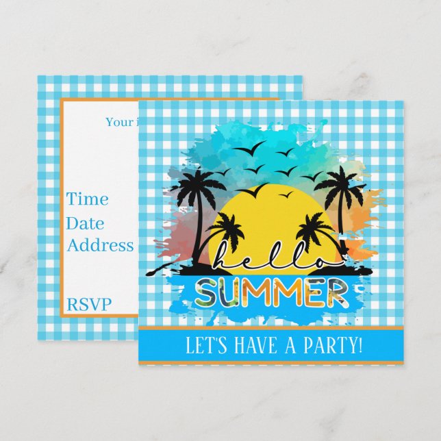 cooles Party für Sommerliebhaber Einladung (Vorne/Hinten)