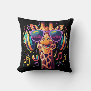 Cooles Party Giraffe mit Kopfhörern Kissen
