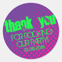 Cooles Party Rock Halftone Aufkleber Lila und rosa