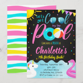 Cooles Party Schwimmbad Geburtstag Einladung