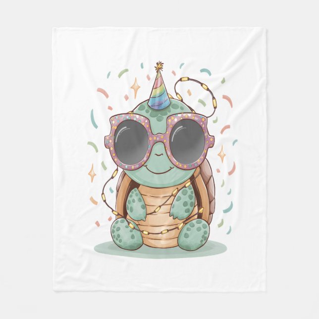 Cooles Party Turtle Fleecedecke (Vorderseite)