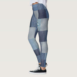 Cooles Patchwork Denim Vintag Leggings