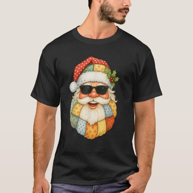 Cooles Patchwork Weihnachten Weihnachtsfeier mit S T-Shirt (Vorderseite)