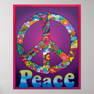 Cooles Peace Sign Poster Retro-Look der 60er Jahre