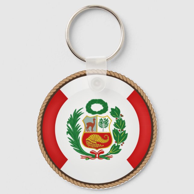 Cooles Peru-Flag-Siegel Schlüsselanhänger (Vorderseite)