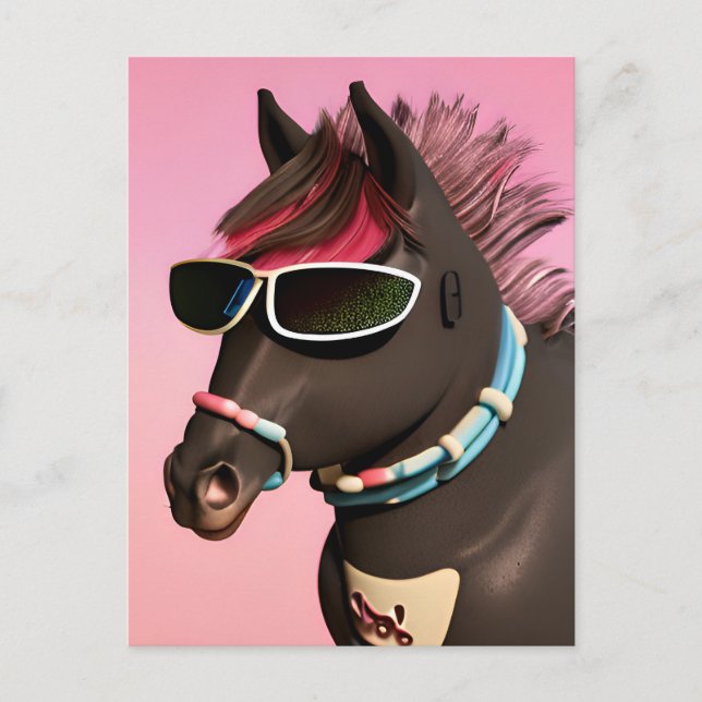 Cooles Pferd in Sonnenbrille Postkarte (Vorderseite)