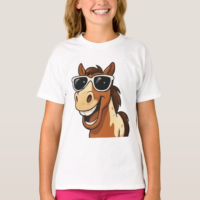 Cooles Pferd mit Schatten T-Shirt (Vorderseite)