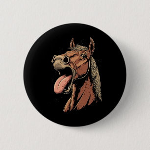 Cooles Pferd mit Zungenpferden auf Pferdebasis Button