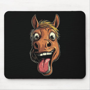 Cooles Pferd mit Zungenpferden auf Pferdebasis Mousepad