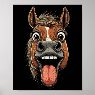 Cooles Pferd mit Zungenpferden auf Pferdebasis Poster