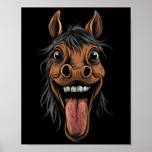 Cooles Pferd mit Zungenpferden auf Pferdebasis Poster