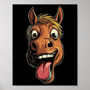 Cooles Pferd mit Zungenpferden auf Pferdebasis Poster