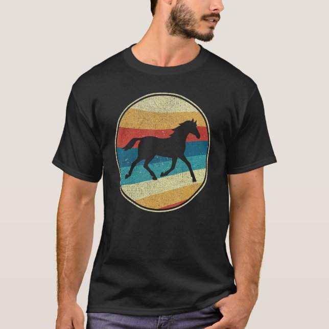 Cooles Pferd Retro-Tier T-Shirt (Vorderseite)