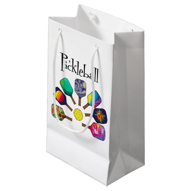 Cooles Pickleball-Rainbow Kleine Geschenktüte (Vorderseite Schrägansicht)