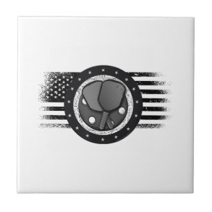 Cooles Pickleball Sport USA Grunge Flag - Pickleba Fliese