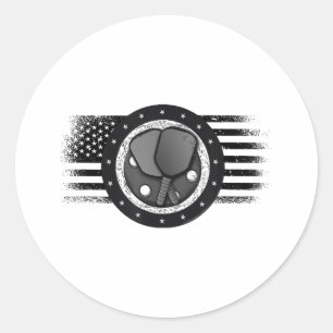 Cooles Pickleball Sport USA Grunge Flag - Pickleba Runder Aufkleber