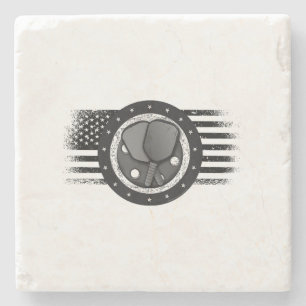 Cooles Pickleball Sport USA Grunge Flag - Pickleba Steinuntersetzer