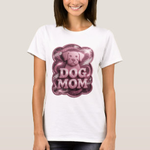 Cooles Pink DOG MOM 3D Text Art T-Shirt