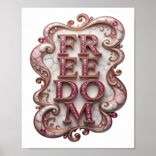 Cooles Pink FREEDOM Textdesign Poster (Vorne)