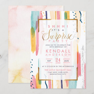 Cooles Pink Watercolor Memphis Chic Party Einladung