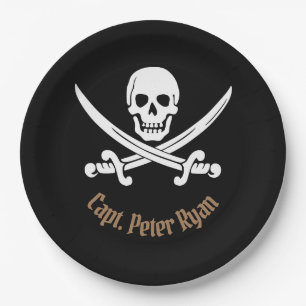 Cooles Piratenzeichen personalisieren Pappteller