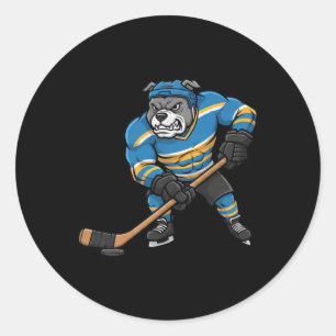 Cooles Pitbull-Hockeyspieler-Hundesport-Design Runder Aufkleber