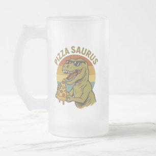 Cooles Pizza-Dino im Retro-Stil Mattglas Bierglas