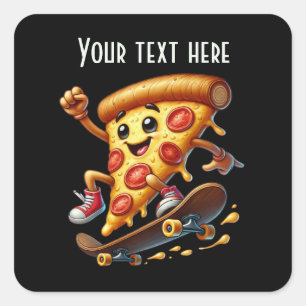 Cooles Pizza-Party Quadratischer Aufkleber