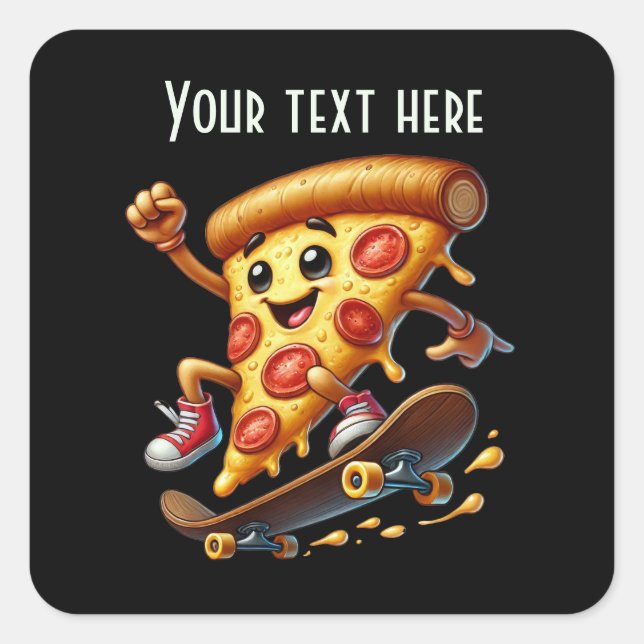 Cooles Pizza-Party Quadratischer Aufkleber (Vorderseite)