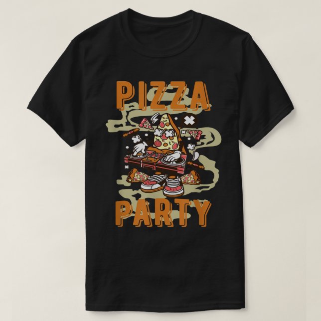 Cooles Pizza-Party T-Shirt (Design vorne)