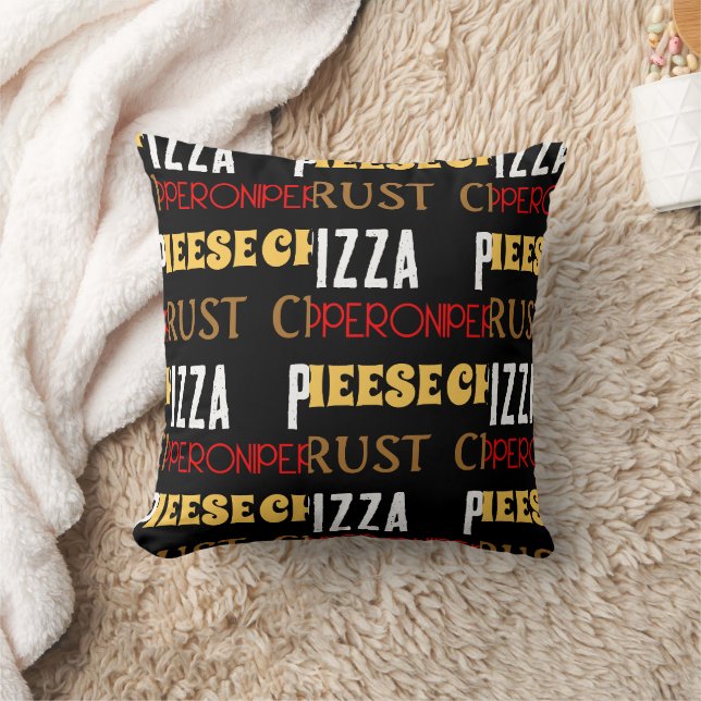 Cooles Pizza Pepperoni-Käsekrste-Textmuster Kissen (Decke)