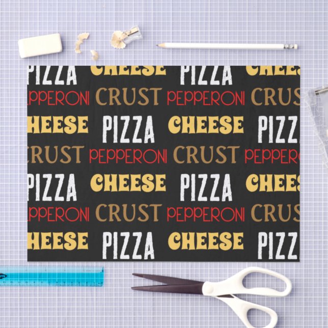 Cooles Pizza Pepperoni-Käsekrste-Textmuster Seidenpapier (Handwerk)