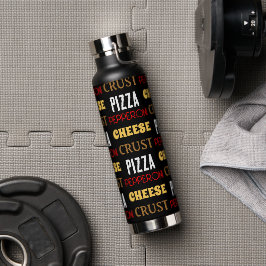 Cooles Pizza Pepperoni-Käsekrste-Textmuster Trinkflasche