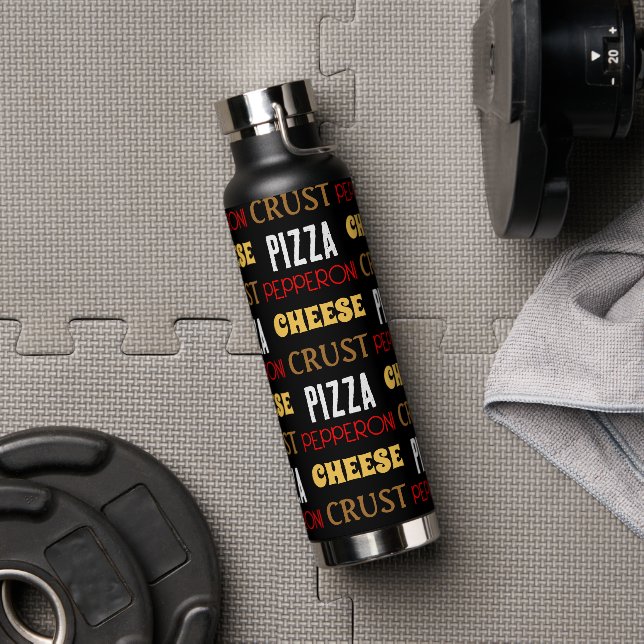 Cooles Pizza Pepperoni-Käsekrste-Textmuster Trinkflasche (Fitnessstudio)