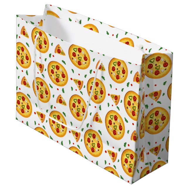 cooles Pizzafreund Party Große Geschenktüte (Vorderseite Schrägansicht)