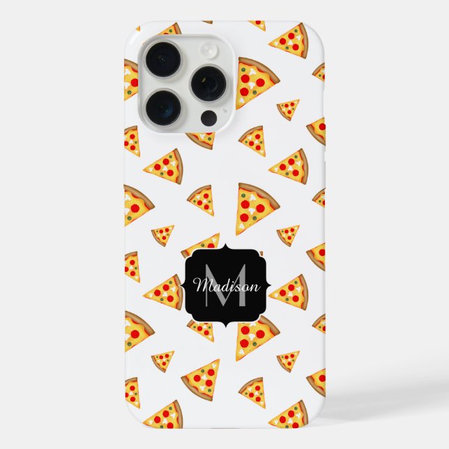 Cooles Pizzaschnittmuster für Monogramm iPhone 15 Pro Max Hülle (Rückseite)