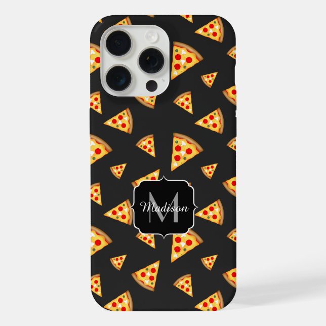 Cooles Pizzaschnittmuster für Monogramm iPhone 15 Pro Max Hülle (Rückseite)