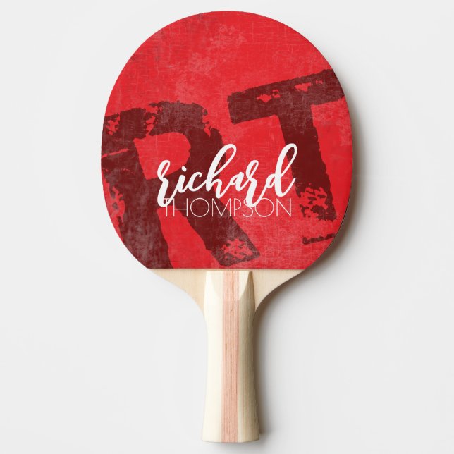 Cooles Player Monogramm (Name + Initiale) rot Tischtennis Schläger (Vorderseite)