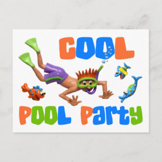 Cooles Pool-Party Einladungspostkarte
