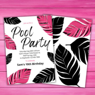 Cooles Pool Party Rosa Sommerfest Geburtstagsparty Einladung