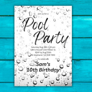 Cooles Pool Party Wasserschlauch Sommer Geburtstag Einladung