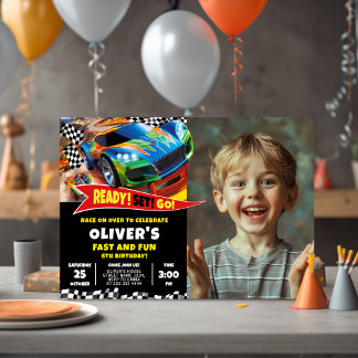 Cooles Racing Car Party für Kinder Einladung
