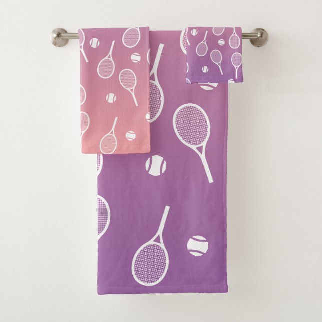 Cooles Racquets-Muster im Retro-Tennis Badhandtuch Set (Insitu)