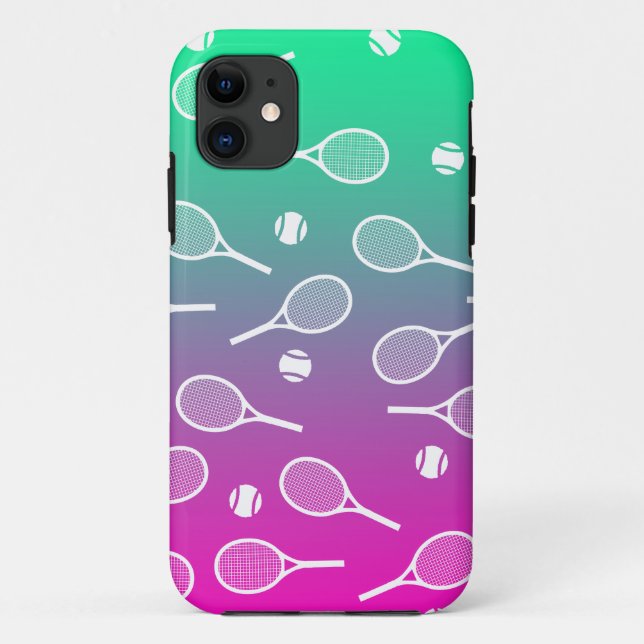 Cooles Racquets-Muster im Retro-Tennis Case-Mate iPhone Hülle (Rückseite)