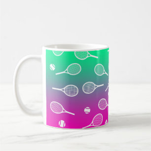 Cooles Racquets-Muster im Retro-Tennis Kaffeetasse