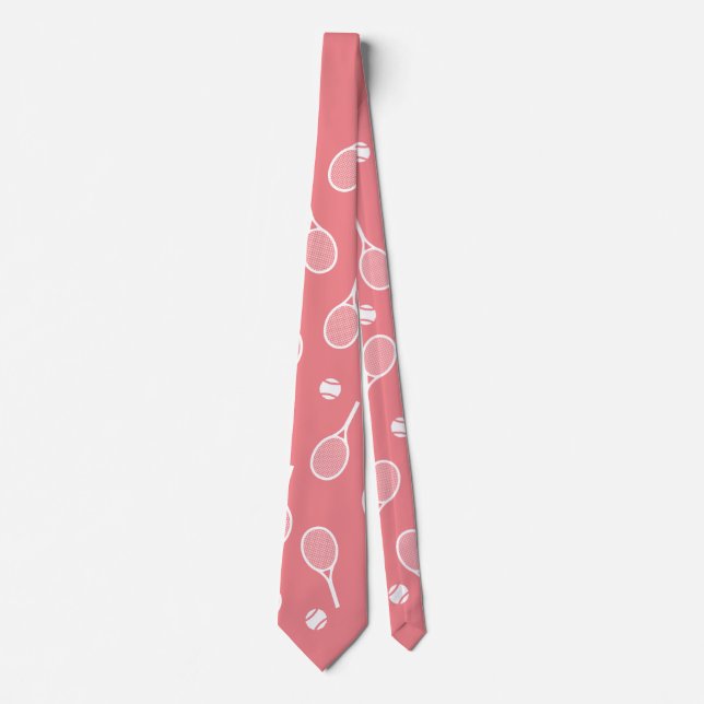 Cooles Racquets-Muster, weißes Retro-Racing, Pink  Krawatte (Vorderseite)