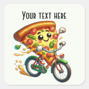 Cooles Rad Pizza Party Quadratischer Aufkleber