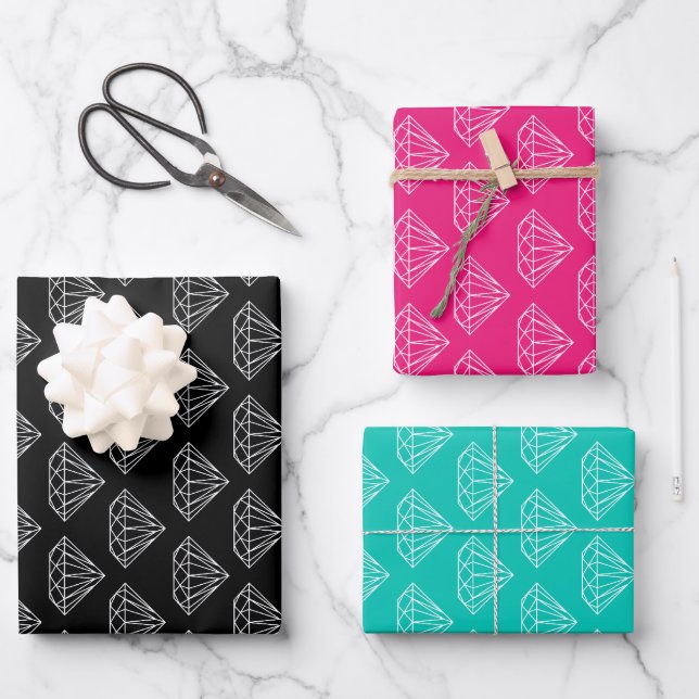 Cooles Rautenmuster - Sonderfarbe Weihnachten Geschenkpapier Set (Vorderseite)